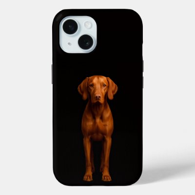 Black 4 Luxe iPhone 15 Case, Agile Vizsla Dog iPhone 15 Case