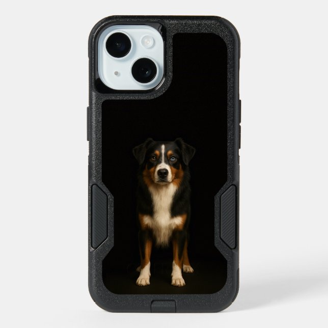 Black 4 Luxe iPhone 15 Case, Aussie Shepherd Case (Back)