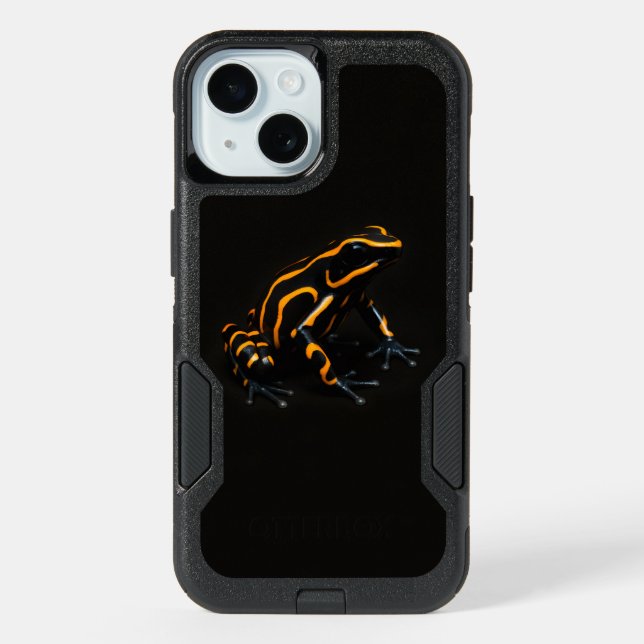 Black 4 Luxe iPhone 15 Case, Black Orange Frog (Back)