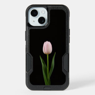 Black 4 Luxe iPhone 15 Case, Blush Pink Tulip