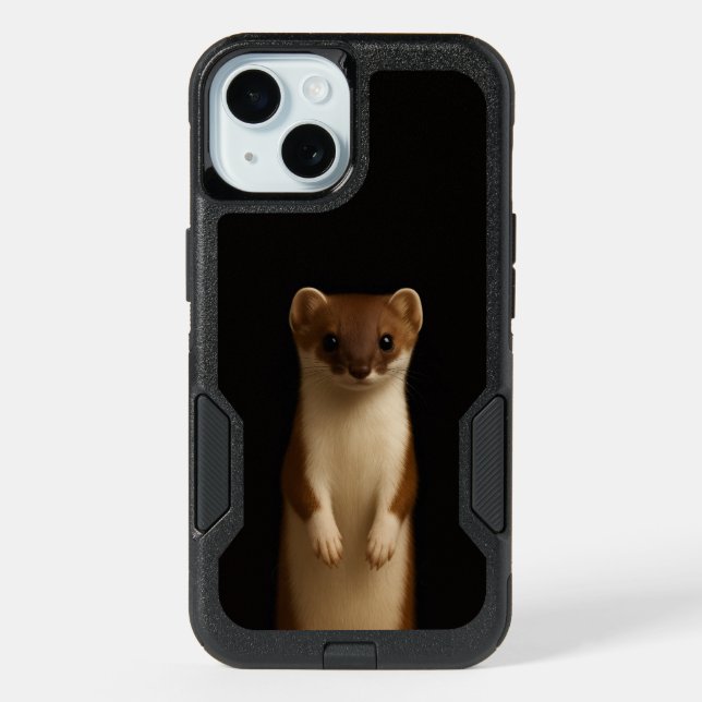 Black 4 Luxe iPhone 15 Case, Elegant Weasel Case (Back)