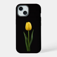 Black 4 Luxe iPhone 15 Case, Golden Yellow Tulip