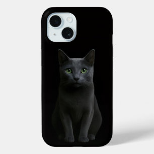 Black 4 Luxe iPhone 15 Case-Mate, Russian Blue Cat iPhone 15 Case