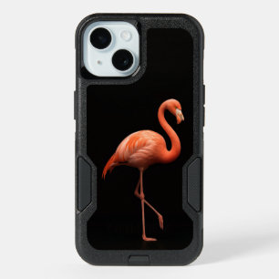 Black 4 Luxe iPhone 15 Case, Pink Flamingo Bird Case