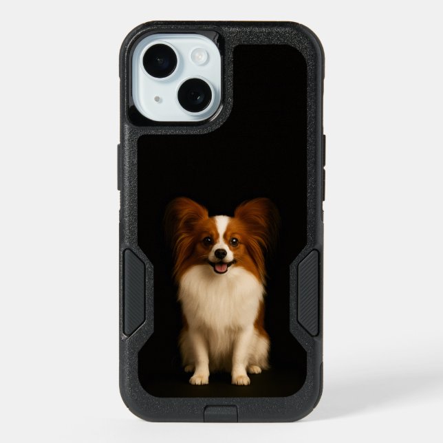 Black 4 Luxe iPhone 15 Case, Refined Papillon Case (Back)