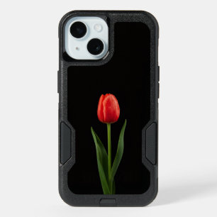 Black 4 Luxe iPhone 15 Case, Ruby Red Tulip