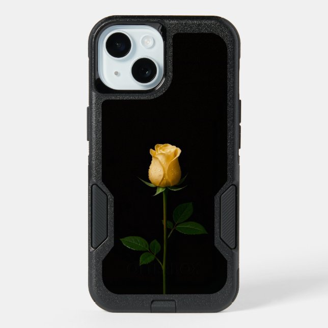 Black 4 Luxe iPhone 15 Case, Sunlit Yellow Rose (Back)