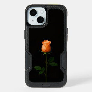 Black 4 Luxe iPhone 15 Case, Sunset Orange Rose Case