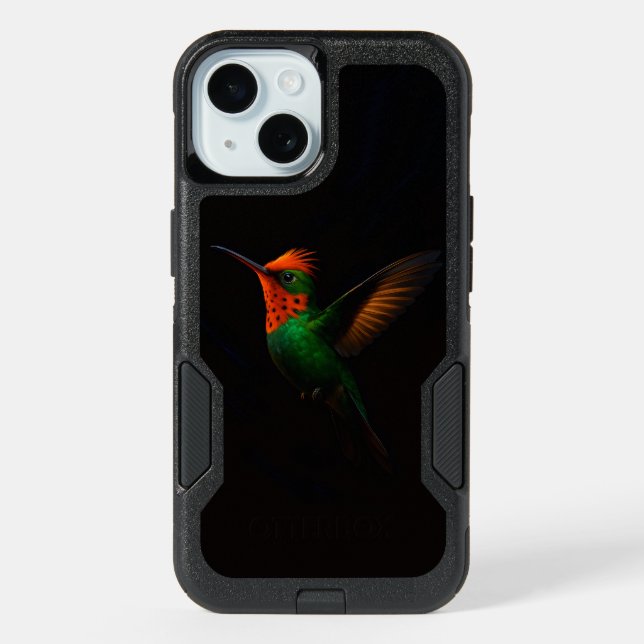 Black 4 Luxe iPhone 15 Case, Tufted Coquette Bird Case (Back)
