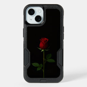 Black 4 Luxe iPhone 15 Case, Velvet Red Rose Case