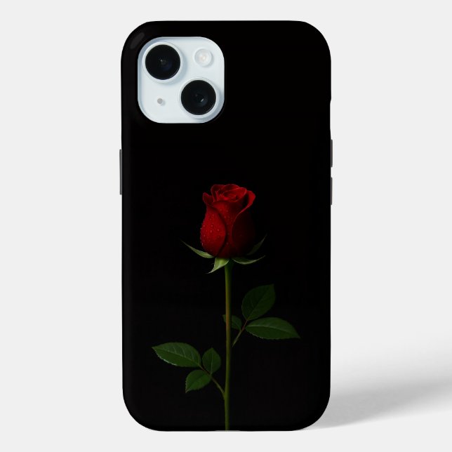 Black 4 Luxe iPhone 15 Case, Velvet Red Rose Case-Mate iPhone Case (Back)