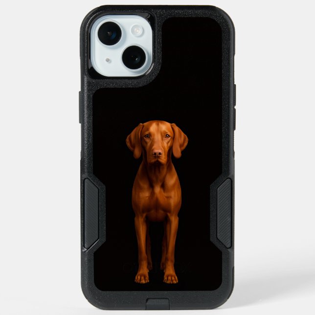Black 4 Luxe iPhone 15 Plus, Agile Vizsla Dog (Back)