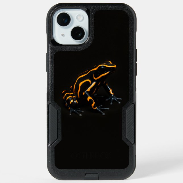 Black 4 Luxe iPhone 15 Plus, Black Orange Frog (Back)