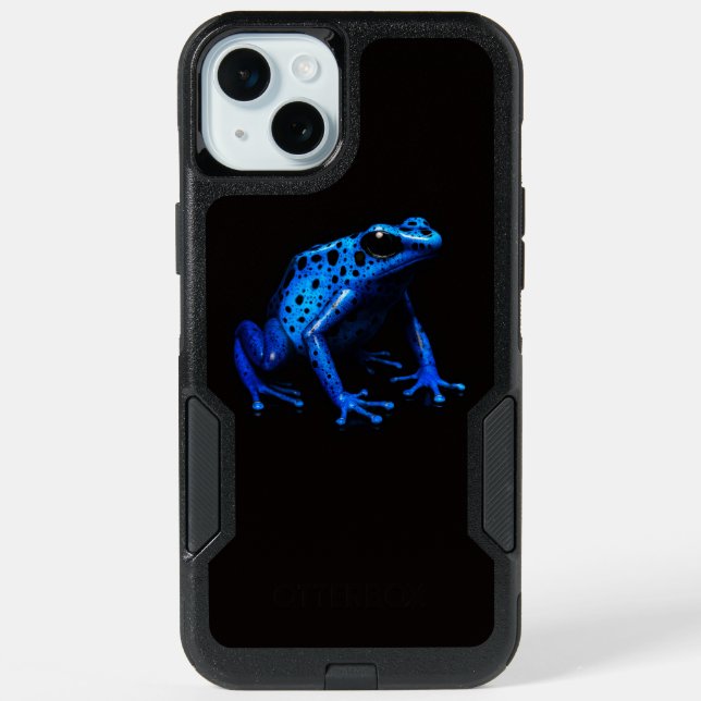 Black 4 Luxe iPhone 15 Plus Case, Blue Frog (Back)