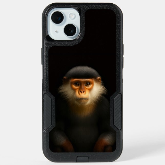 Black 4 Luxe iPhone 15 Plus Case, Red Douc Langur Case (Back)