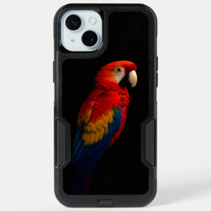Black 4 Luxe iPhone 15 Plus Case, Scarlet Parrot Case