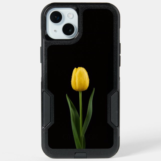 Black 4 Luxe iPhone 15 Plus, Golden Tulip Plus Case (Back)