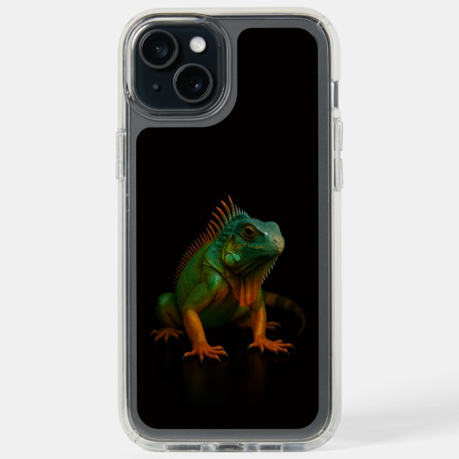 Black 4 Luxe iPhone 15 Plus, Green Iguana Speck iPhone Case (Front (Black))
