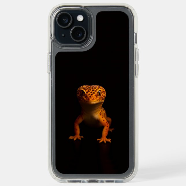 Black 4 Luxe iPhone 15 Plus, Leopard Gecko Speck iPhone Case (Front (Black))