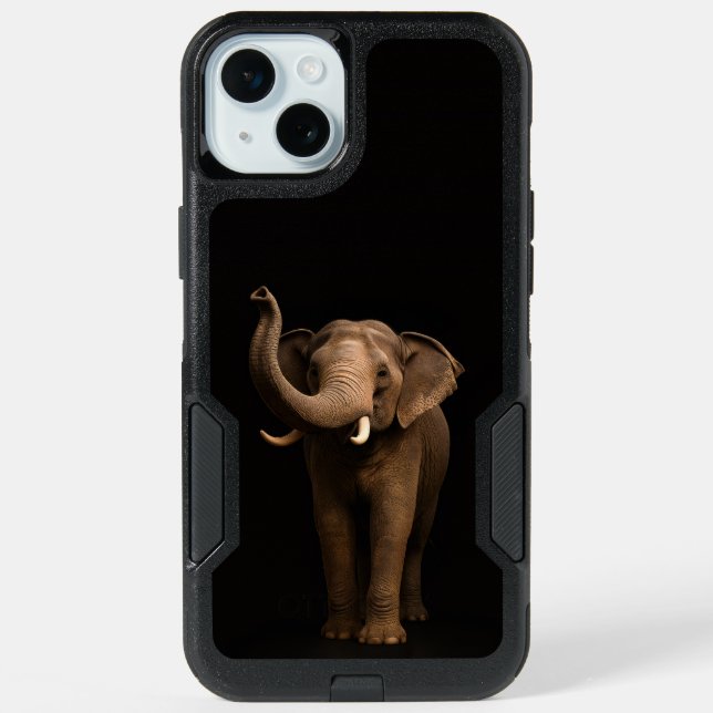 Black 4 Luxe iPhone 15 Plus, Mighty Elephant Plus Case (Back)