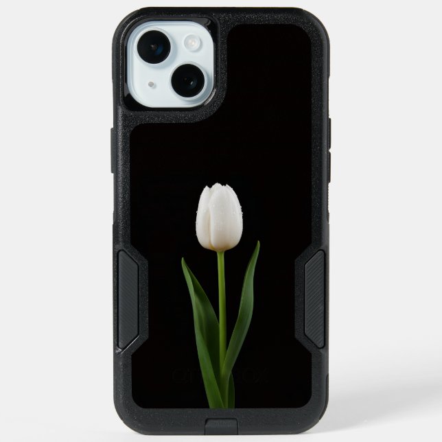 Black 4 Luxe iPhone 15 Plus, Pearl White Tulip (Back)