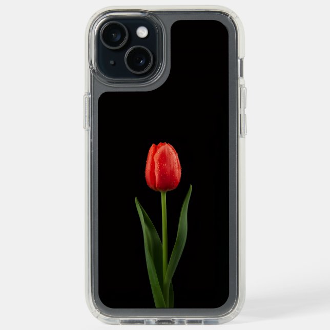 Black 4 Luxe iPhone 15 Plus, Ruby Red Tulip Speck iPhone Case (Front (Black))