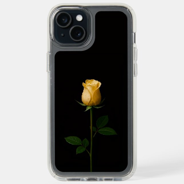 Black 4 Luxe iPhone 15 Plus, Sunlit Yellow Rose Speck iPhone Case (Front (Black))