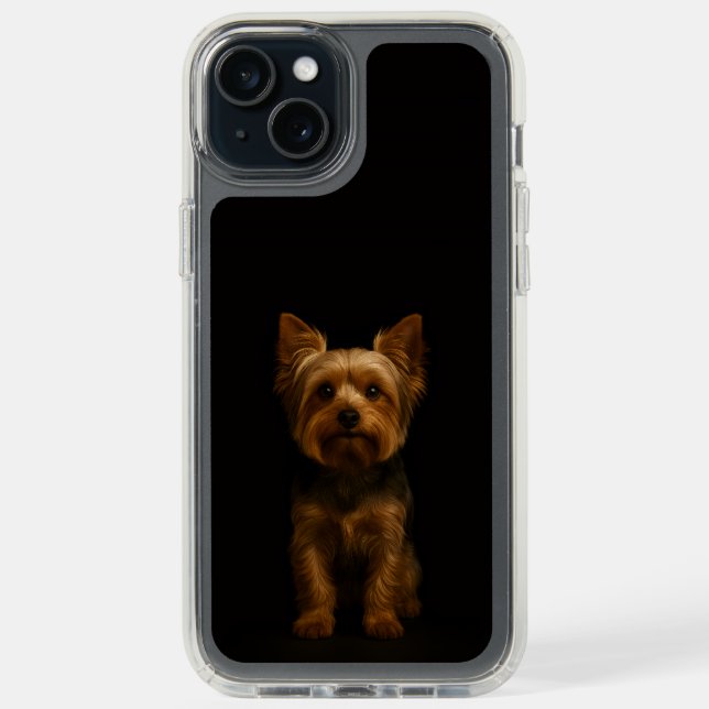 Black 4 Luxe iPhone 15 Plus, Yorkshire Terrier Speck iPhone Case (Front (Black))