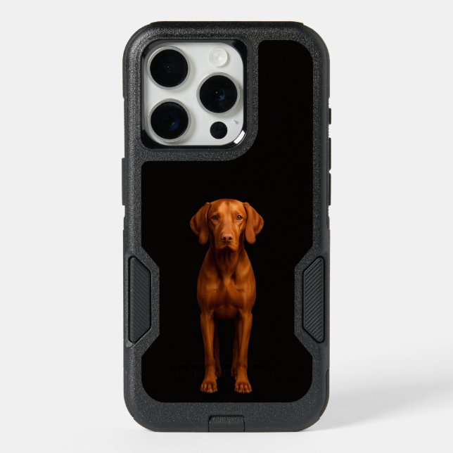 Black 4 Luxe iPhone 15 Pro, Agile Vizsla Dog (Back)