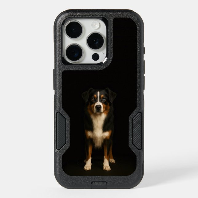 Black 4 Luxe iPhone 15 Pro, Aussie Shepherd Pro Case (Back)