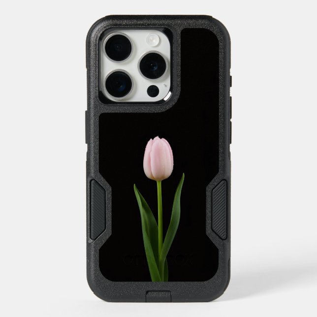 Black 4 Luxe iPhone 15 Pro, Blush Pink Tulip (Back)