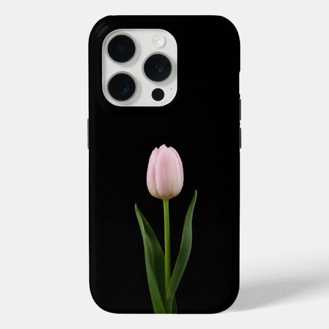 Black 4 Luxe iPhone 15 Pro Blush Pink Tulip Case-Mate iPhone Case (Back)