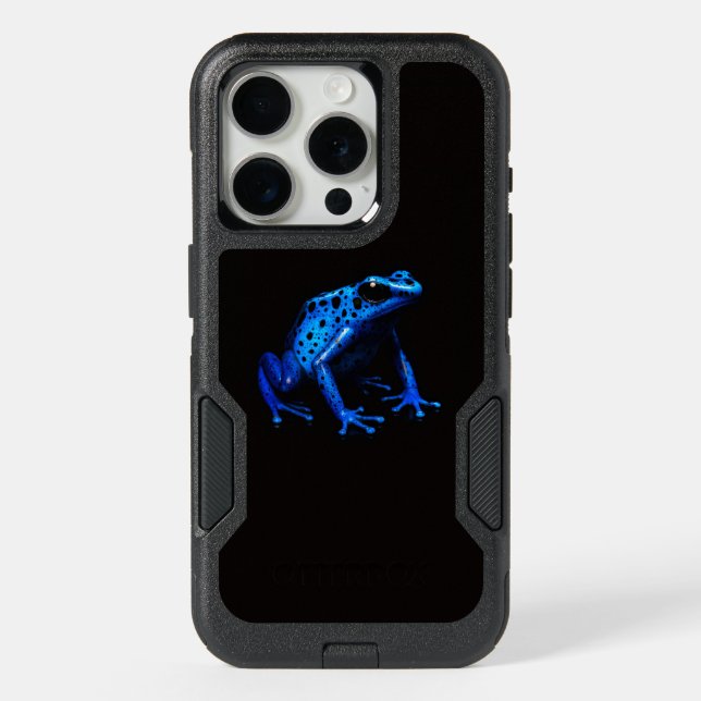 Black 4 Luxe iPhone 15 Pro Case, Blue Frog (Back)