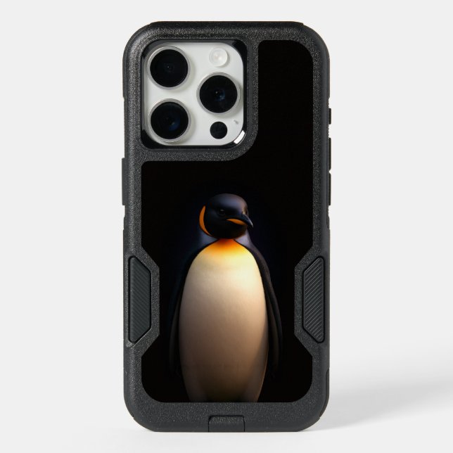 Black 4 Luxe iPhone 15 Pro Case, Emperor Penguin (Back)