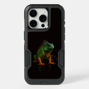 Black 4 Luxe iPhone 15 Pro Case, Green Iguana Case