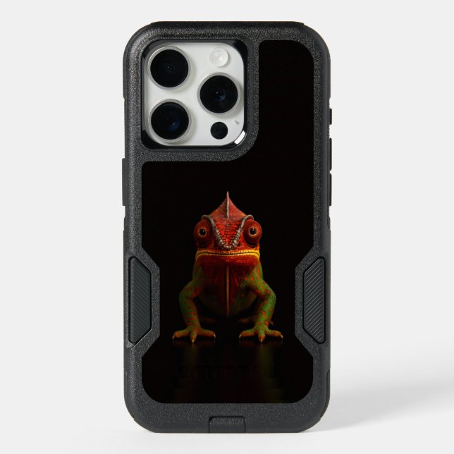 Black 4 Luxe iPhone 15 Pro Case, Panther Chameleon (Back)