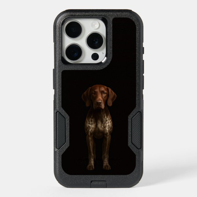 Black 4 Luxe iPhone 15 Pro, German Pointer Dog Pro Case (Back)