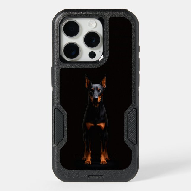 Black 4 Luxe iPhone 15 Pro, Guardian Doberman Dog (Back)