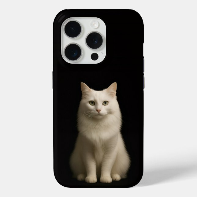 Black 4 Luxe iPhone 15 Pro Mate, Angora Cat Case-Mate iPhone Case (Back)