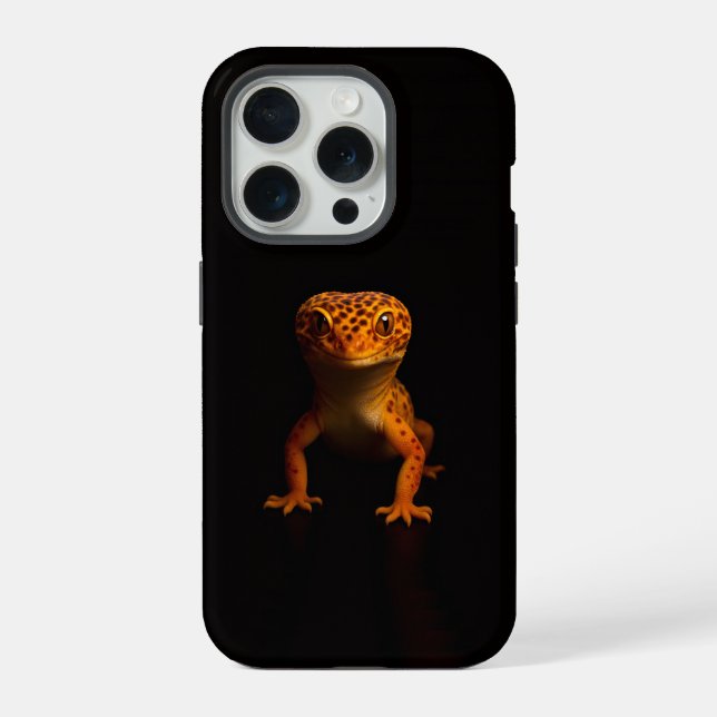 Black 4 Luxe iPhone 15 Pro Mate, Leopard Gecko Case (Back)