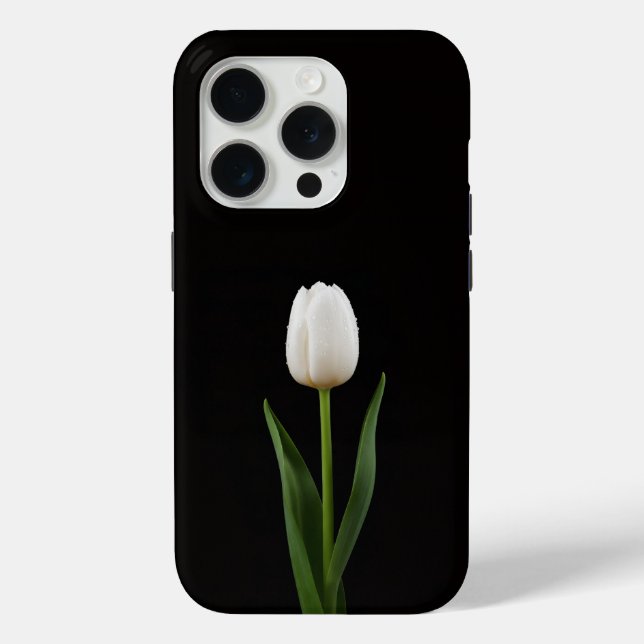 Black 4 Luxe iPhone 15 Pro Mate Pearl White Tulip Case-Mate iPhone Case (Back)