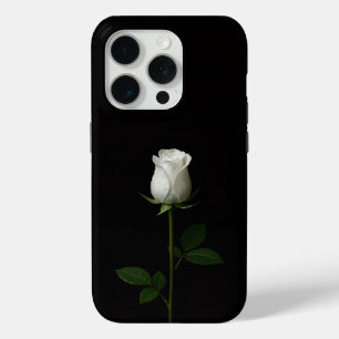 Black 4 Luxe iPhone 15 Pro Mate, Pure White Rose iPhone 15 Pro Case