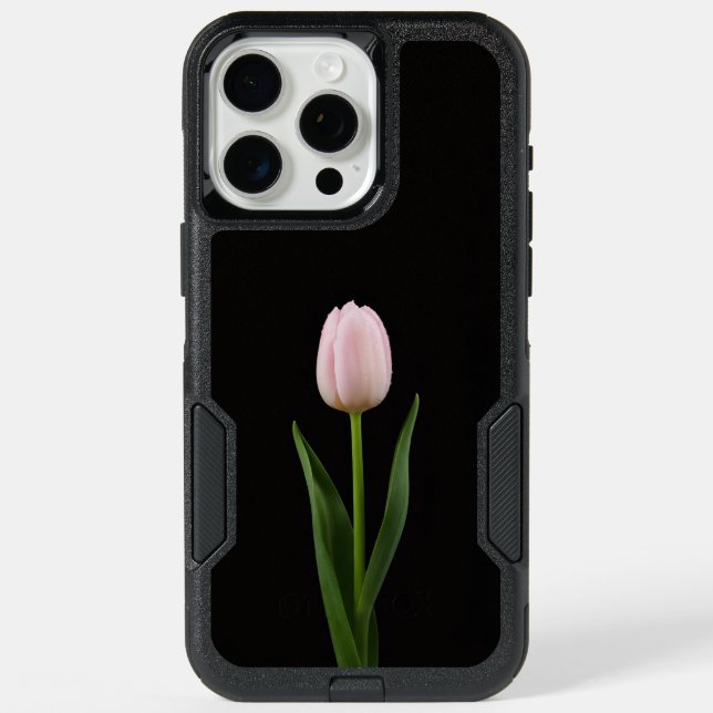Black 4 Luxe iPhone 15 Pro Max, Blush Pink Tulip Max Case (Back)