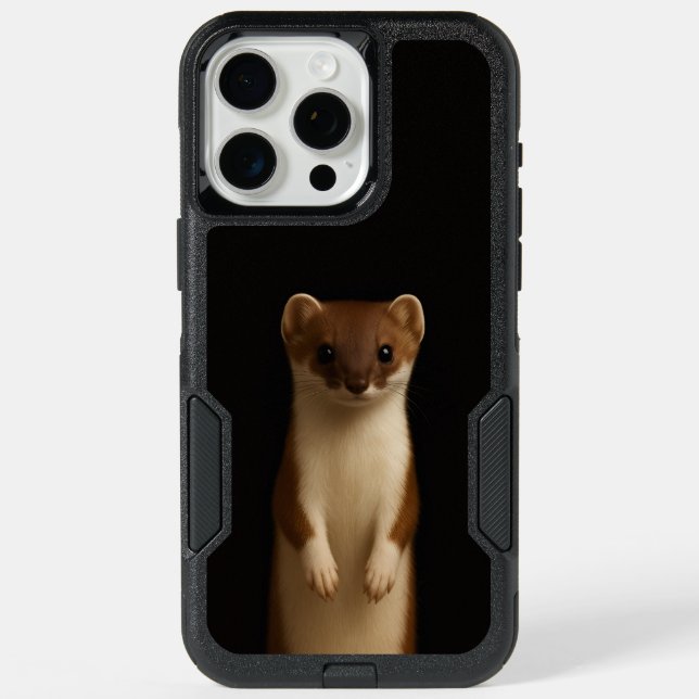 Black 4 Luxe iPhone 15 Pro Max, Elegant Weasel Max Case (Back)