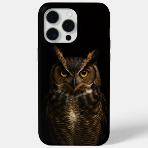 Black 4 Luxe iPhone 15 Pro Max, Golden Eye Owl Max Case