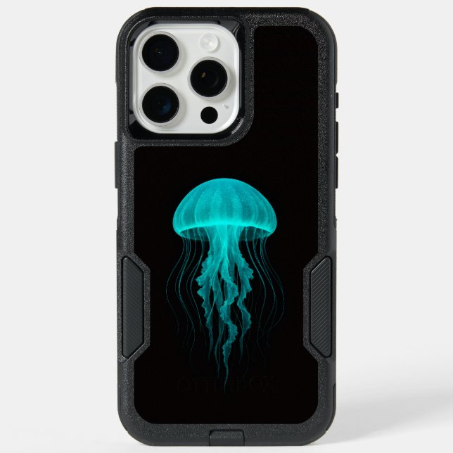 Black 4 Luxe iPhone 15 Pro Max, Green Jellyfish (Back)