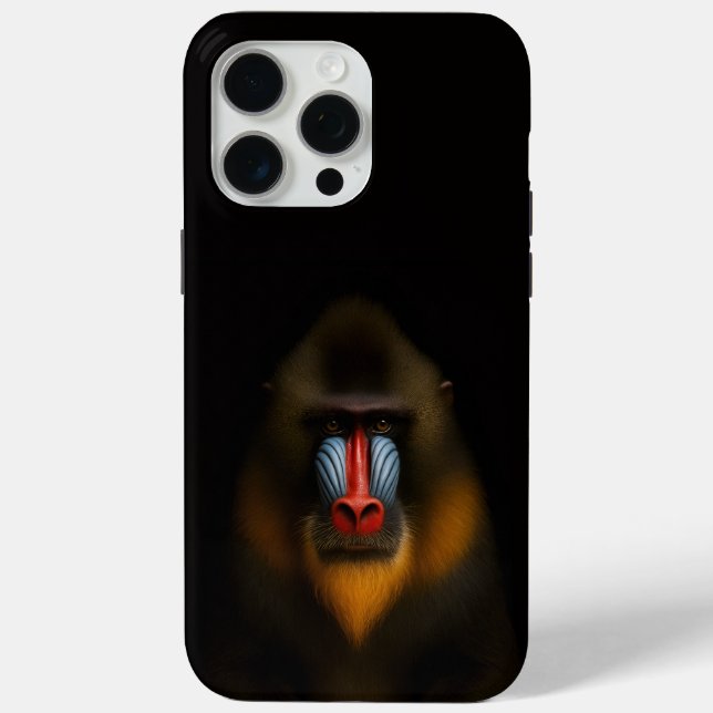 Black 4 Luxe iPhone 15 Pro Max, Mandrill Monkey Case-Mate iPhone Case (Back)