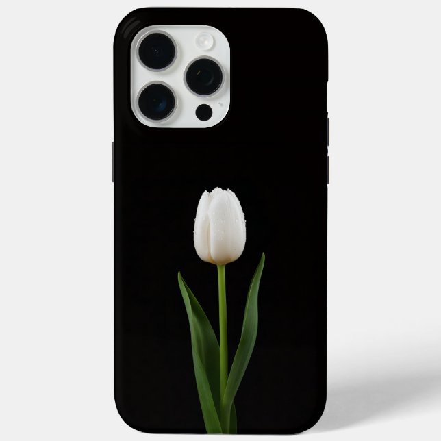 Black 4 Luxe iPhone 15 Pro Max, Pearl White Tulip Case-Mate iPhone Case (Back)
