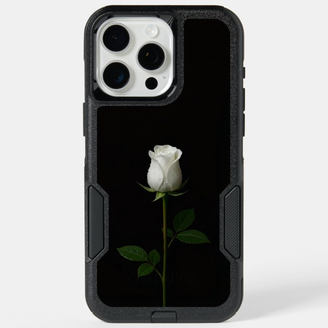 Black 4 Luxe iPhone 15 Pro Max, Pure White Rose (Back)