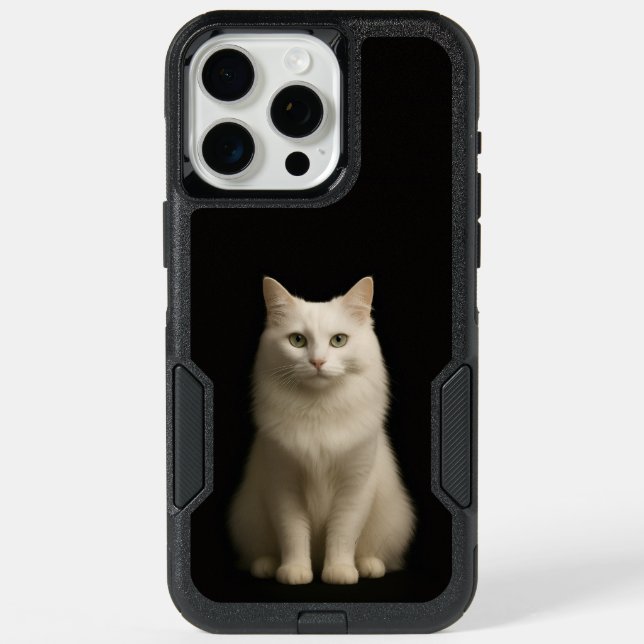 Black 4 Luxe iPhone 15 Pro Max, Turkish Angora Cat Max Case (Back)